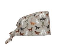Cute Horse Bouffant Scrub Caps - Satin Lined and Adjustable Surgical Caps - Ideal for Men and Women Black, Black, One size