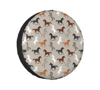 Cute Horse Christmas Tire Cover Universal Fit For Trailer,Rv,Car,Truck,Suv,Jeep,Waterproof Dustproof