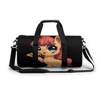 Cute Horse Eating Pizza Funny Large Gym Bag Novelty Lightweight Duffel Bag Travel Tote Bags