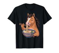 Cute Horse Eating Ramen Japanese Kawaii Farm Noodles T-Shirt