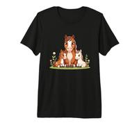 Cute Horse Family with Foals Illustration Premium T-Shirt