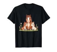 Cute Horse Family with Foals Illustration T-Shirt