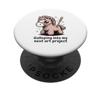Cute Horse Galloping Into My Next Art Project PopSockets Adhesive PopGrip