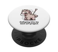 Cute Horse Galloping Into My Next Art Project PopSockets Adhesive PopGrip