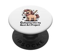 Cute Horse Galloping Into My Next Art Project PopSockets Adhesive PopGrip