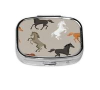 Cute Horse,Meta Pill Box 2 Compartment Medicine Case,Portable Organizer,Rectangle Meta Portable Organizer Pill Box 1620 Compartment Medicine Case