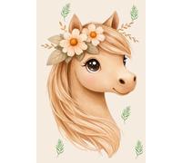 Cute Horse Notebook for Girls: 120 Pages Grid Paper | Journal for School, Drawing & Writing | 6x9 Inches: Sweet Pony with Flowers Cover , Girls & Animal Lovers