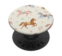 Cute Horse Pattern Floral Horses Pastel Soft Girl Farm Life PopSockets Adhesive PopGrip
