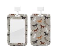 Cute Horse Print Card ID Badge Holder with Breakaway Lanyard,for Doctor Teacher Nurse Staff Office
