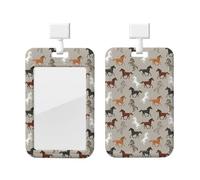 Cute Horse Print Card ID Badge Holder with Breakaway Lanyard,for Doctor Teacher Nurse Staff Office
