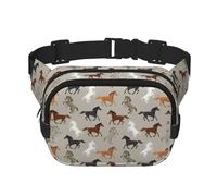Cute Horse Print Men and Women Square Double Layer Waist Bag Workout Crossbody Travel Waist Bag, Black, One Size