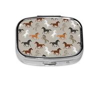 Cute Horse Print Metal Iron Plating Square Mini Pill Box Portable Pill Box for Home Traveling Purse