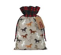 Cute Horse Print Personalized Christmas Drawstring Gift Bags,Packaging And Storage Bags,Snack Bags