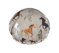 Cute Horse Print Shower Cap – Reusable, Double Layer, with Elastic Band – Perfect for Home, Spa, Hotel, and Travel