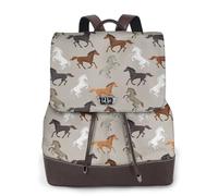 Cute Horse Print Women Fashion Backpack Ladies Pu Leather Backpacks Handbag Waterproof Rucksack Travel Backpack with Flap