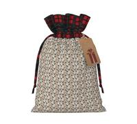 Cute Horse Print Xmas Drawstring Eco-Friendly Gift Bags For Christmas Party Wrapping Present Needs