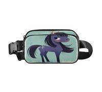 Cute Horse Purple Sea Green Trendy Fanny Waist Pack for Women Men Teens Water Resistant Sling Bag Travel Accessory with Adjustable Strap for Shopping Sports Work, Aesthetic Fighting Fish, One Size