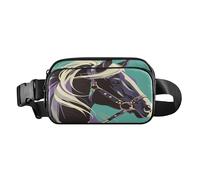 Cute Horse Sea Green Fashion Waist Pack Crossbody Bag for Women Men Teens Mini Crossbody Sport Bag with Adjustable Strap for Travel Vacation Running, Aesthetic Fighting Fish, One Size