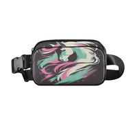 Cute Horse Sea Green Pink Cute Waist Bag Fanny Pack for Women Men Teenagers Small Running Belt Bag Waist Pack with Adjustable Strap for Travel Gym Work, Aesthetic Fighting Fish, One Size