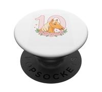 Cute Horse With Flowers 10th Birthday Horse Design Ten BDay PopSockets Adhesive PopGrip