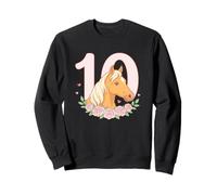 Cute Horse With Flowers 10th Birthday Horse Design Ten BDay Sweatshirt