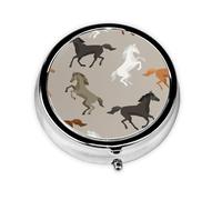 Cute HorseMeta Pill Box 3 Compartment Medicine Case,Portable Organizer