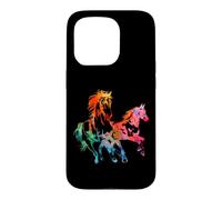 Cute Horses colorful drawing Horse silouhette Case for iPhone 15 Pro
