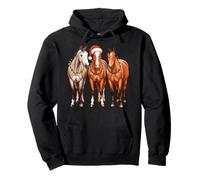 Cute Horses Santa Hat Christmas Farm Animals Lover Pajama Pullover Hoodie