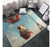 Cute Hot Air Balloon Guinea Pig Print Area Rugs for Living Room Bedroom, Washable Soft 3x5 Throw Rugs Non Slip Carpet for Bedroom Decor Aesthetic 60x39 inches
