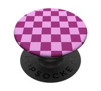 Cute Hot Pink Checker Hot Pink Checkered Aesthetic Checkered PopSockets Adhesive PopGrip