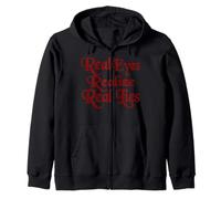 Cute Hot Red Text Says Real Eyes Realize Real Lies Zip Hoodie