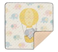 Cute Hotballoon Elephant Light Color Cute Foldable Baby Activity Play Mat for Indoor Outdoor Portable Baby Crawling Mat for Babies Infants Toddlers, 50'' x 50''