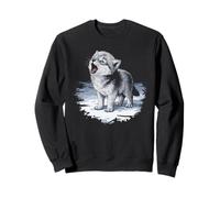 Cute Howling Cartoon Wolf Design Sweatshirt
