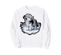 Cute Howling Cartoon Wolf Design Sweatshirt