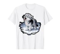 Cute Howling Cartoon Wolf Design T-Shirt
