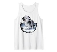 Cute Howling Cartoon Wolf Design Tank Top