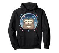 Cute Hugging Sloth in Starry Bubble Kawaii Art Gift Pullover Hoodie