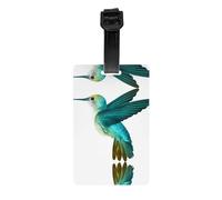 Cute Hummingbird Print Luggage Tags with Full Back Privacy Cover â€“ Durable PVC ID Labels for Suitcases & Backpacks