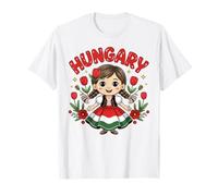 Cute Hungarian Girl in Traditional Red Dress for Kids T-Shirt