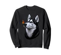 Cute Husky Butterfly On Nose Dog Lover Sweatshirt