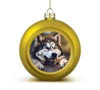 Cute Husky Christmas Ball Ornaments - Shatterproof Plastic Vintage Rustic Xmas Tree Decorations Pendant for Family Holiday Wedding Party Xmas Hanging Decoration