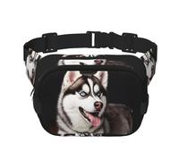 Cute Husky Dog Fanny Pack For Women Waterproof Adjustable Belt Bags Waist Pack Fashion Casual Crossbody Bags Bum Bag For Running Workout Hiking Traveling, Black, One Size