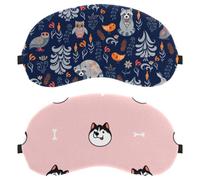 Cute Husky Dog Head with Bone 2-Pack Light-Blocking Soft Breathable Sleep Mask Eye Masks Sleeping Mask