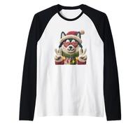 Cute Husky Dog Lover Winter Fun Cartoon Design Raglan Baseball Tee