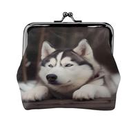 Cute Husky Dog - Print Women's Compact Coin Purse with Lock Waterproof for Travel Gifts