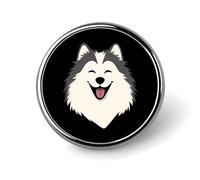 Cute Husky Dog Round Badge Pin Metal Memorial Brooch Button Lapel Pins for Backpack Wedding