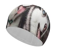 Cute Husky Dog Swim Cap for Women Men Swimming Hat Bath Waterproof Pool Caps for Long Thick Curly Hair