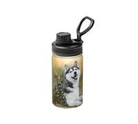 Cute Husky Dogs Print 12 Oz Insulated Double Walled Stainless Steel Metal Water Bottle for Cold Hot Drink