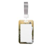 Cute Husky Dogs Print Id Badge Holder Sliding Card Holder Vertical Card Protector Cover Case Teacher Lanyard for Office Women Men