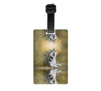 Cute Husky Dogs Print Luggage Tags with Full Back Privacy Cover - Bright Suitcase Identifier for Travel, Cruise & More